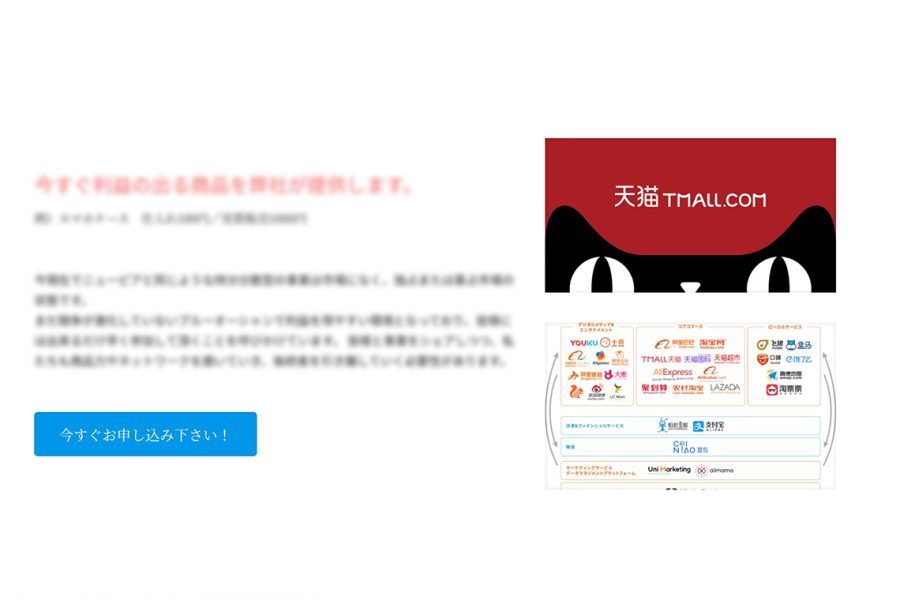 制作実績：中国ECプラットフォーム連携の越境ECサービスサイト